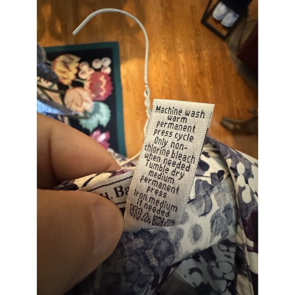 G.H. Bass & Co. Women’s Floral Blouse XL Short Sleeve Button Front Cotton Blend - Picture 4 of 7